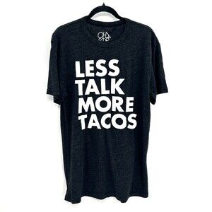 NWT CHASER Men's Dark Gray White Less Talk More Tacos Super Soft T-Shirt Large
